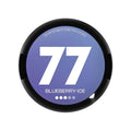 77 Blueberry Ice 10.4mg strength nicotine pouches, 20 pieces, in a round blue container