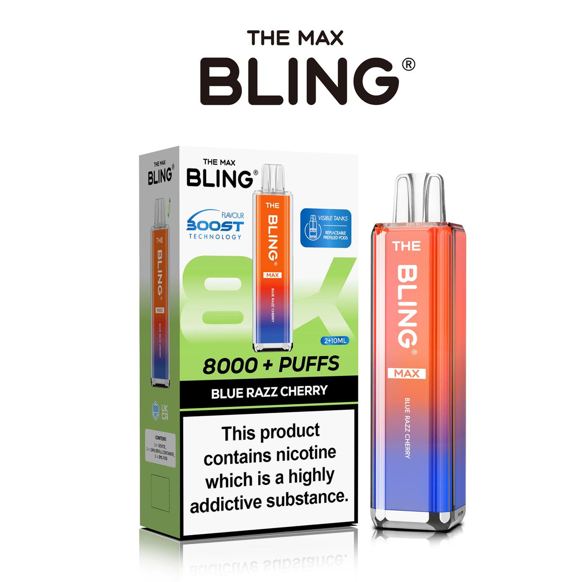 Flavour of Crystal Bling Max 8000 Pod Kit, available in Wholesale Box of 5 at wholesale