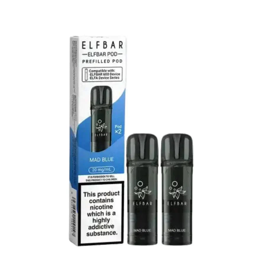 Elf Bar 600 Prefilled Pods Box of 10, Mad Blue Flavour