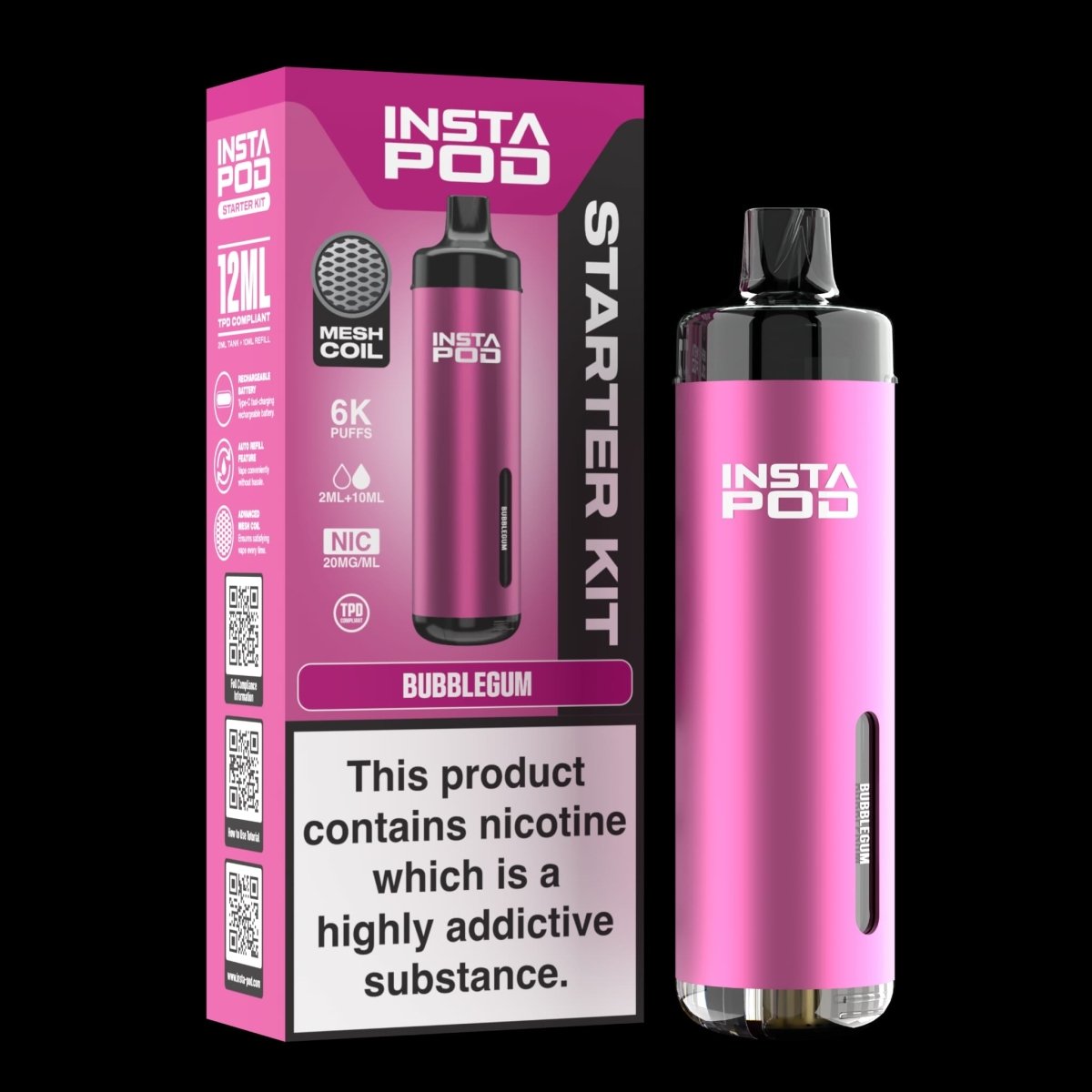 Image Of Insta Pod 6k Prefilled Pod Vape Kit - Box of 5, Bubblegum