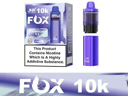 Image Of JNR Fox 10K Puffs Prefilled Pod Vape Kit - Box Of 5 With Flavour Strawberry Ice