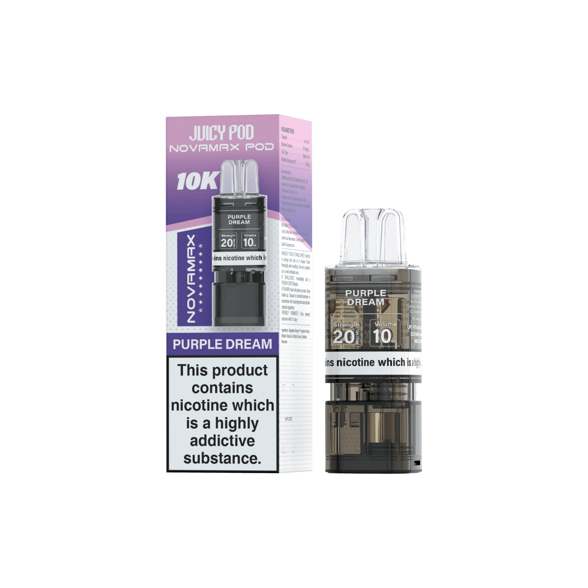 Juicy Pod Novamax 10k Replacement Pods, Purple Dream Flavour