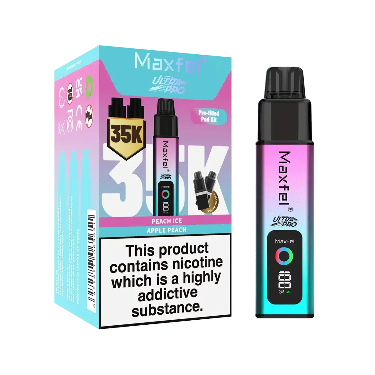 Maxfel Ultra Pro 35k Puffs Prefilled Pod Vape kit - Box of 5